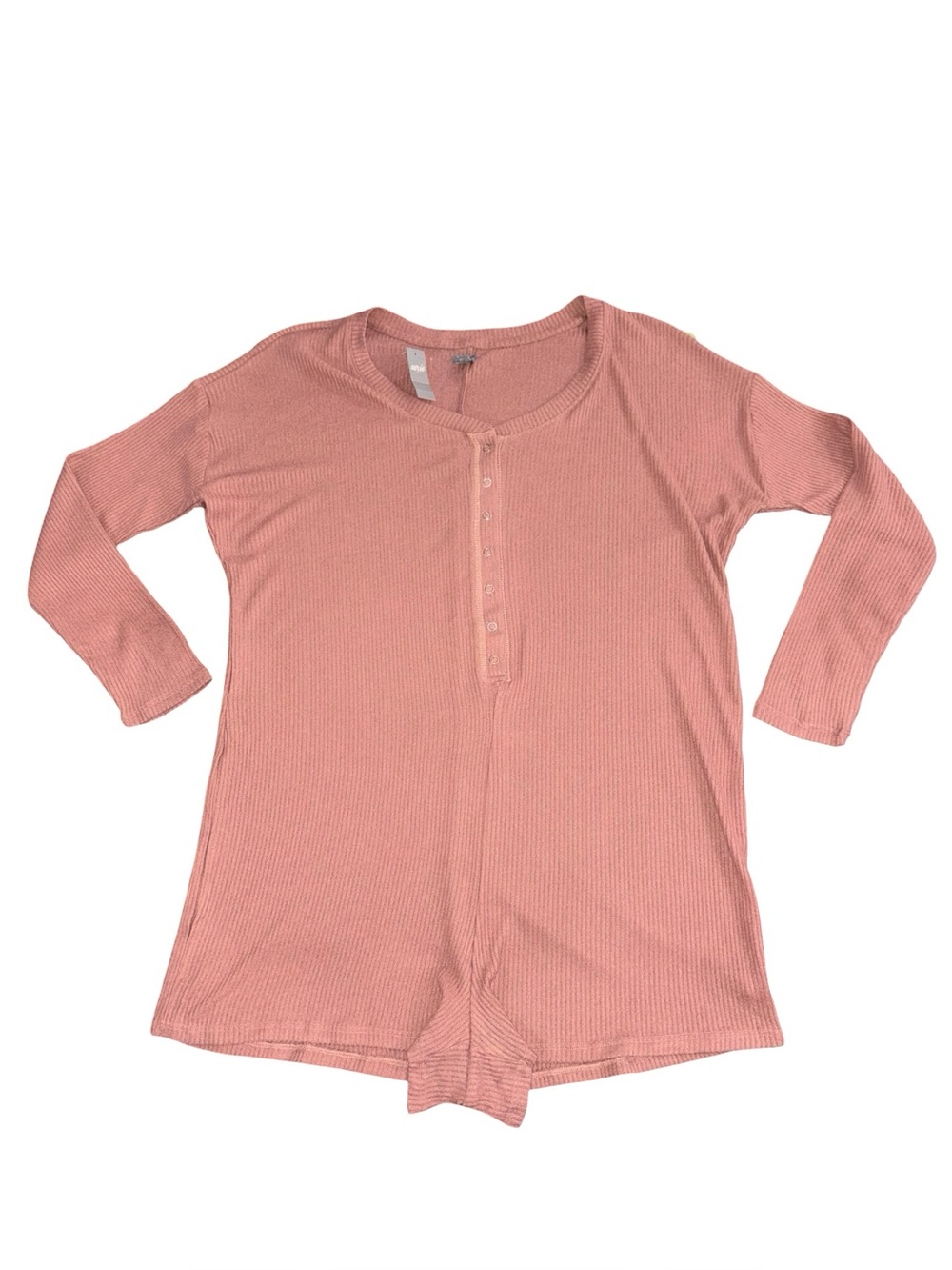 Aerie Ribbed Henley Sleep Romper Pink Oversized Size Medium Lounge 1-piece - Picture 2 of 10